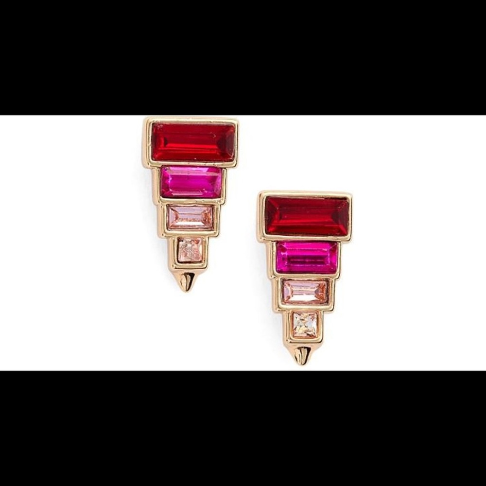 Rebecca Minkoff Stacked Baguette Crystal Studs